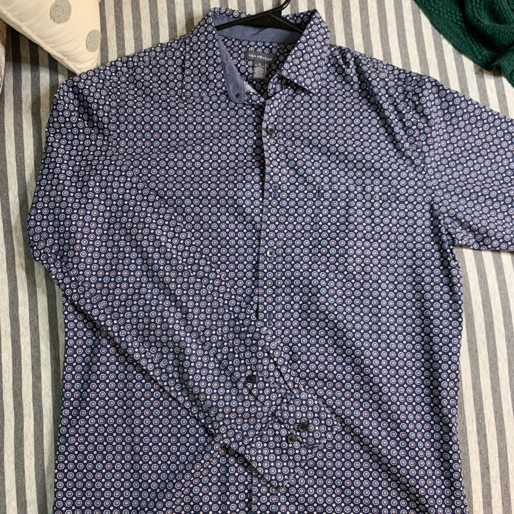 Designed Navy Button Down Shirt